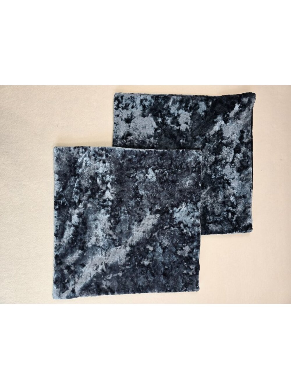 Set Of 2 Crushed Velvet Pillow 19x19 Inches Case Covers Blue